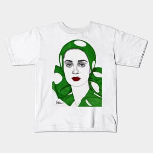 Girl with a Green Scarf Kids T-Shirt